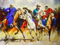 Momin Khan, 36 x 48 Inch, Acrylic on Canvas, Figurative Painting, AC-MK-035